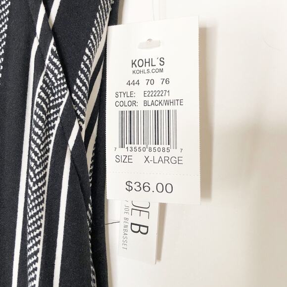 Joe B Black & White  Elastic Tie Waist Pull On Pants X LG New! Soft - Picture 2 of 5